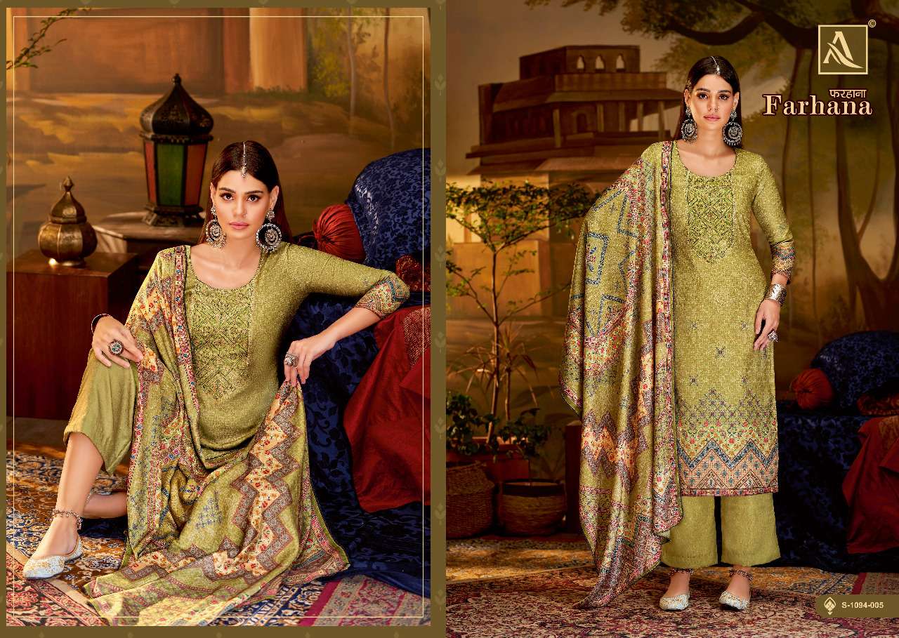 Alok Farhana Catalog Designer Wear Pashmina Dress Materials Wholesale