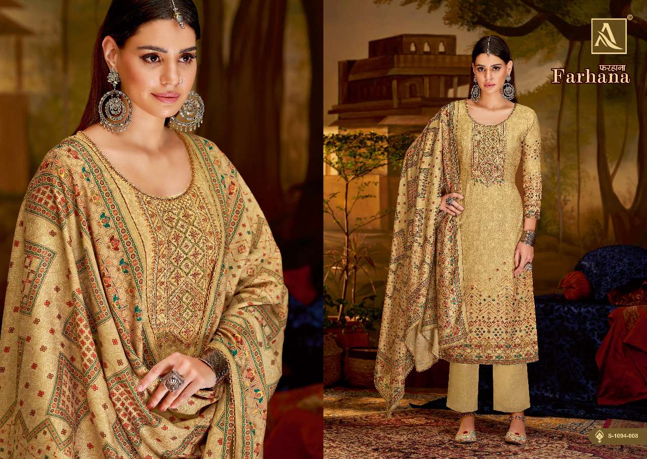 Alok Farhana Catalog Designer Wear Pashmina Dress Materials Wholesale