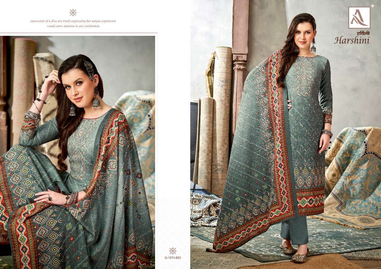 Alok Harshini Catalog Winter Wear Pashmina Dress Materials Wholesale