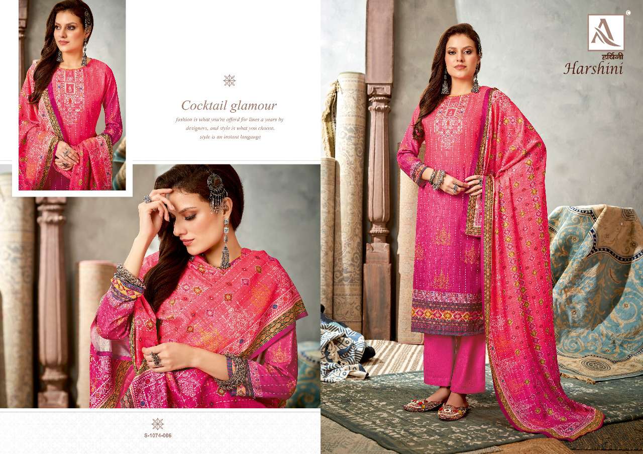 Alok Harshini Catalog Winter Wear Pashmina Dress Materials Wholesale