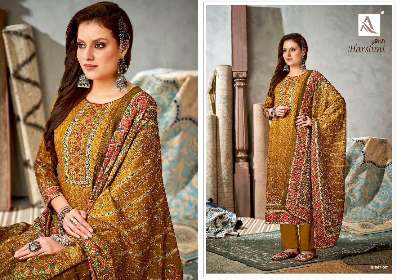 Alok Harshini Catalog Winter Wear Pashmina Dress Materials Wholesale