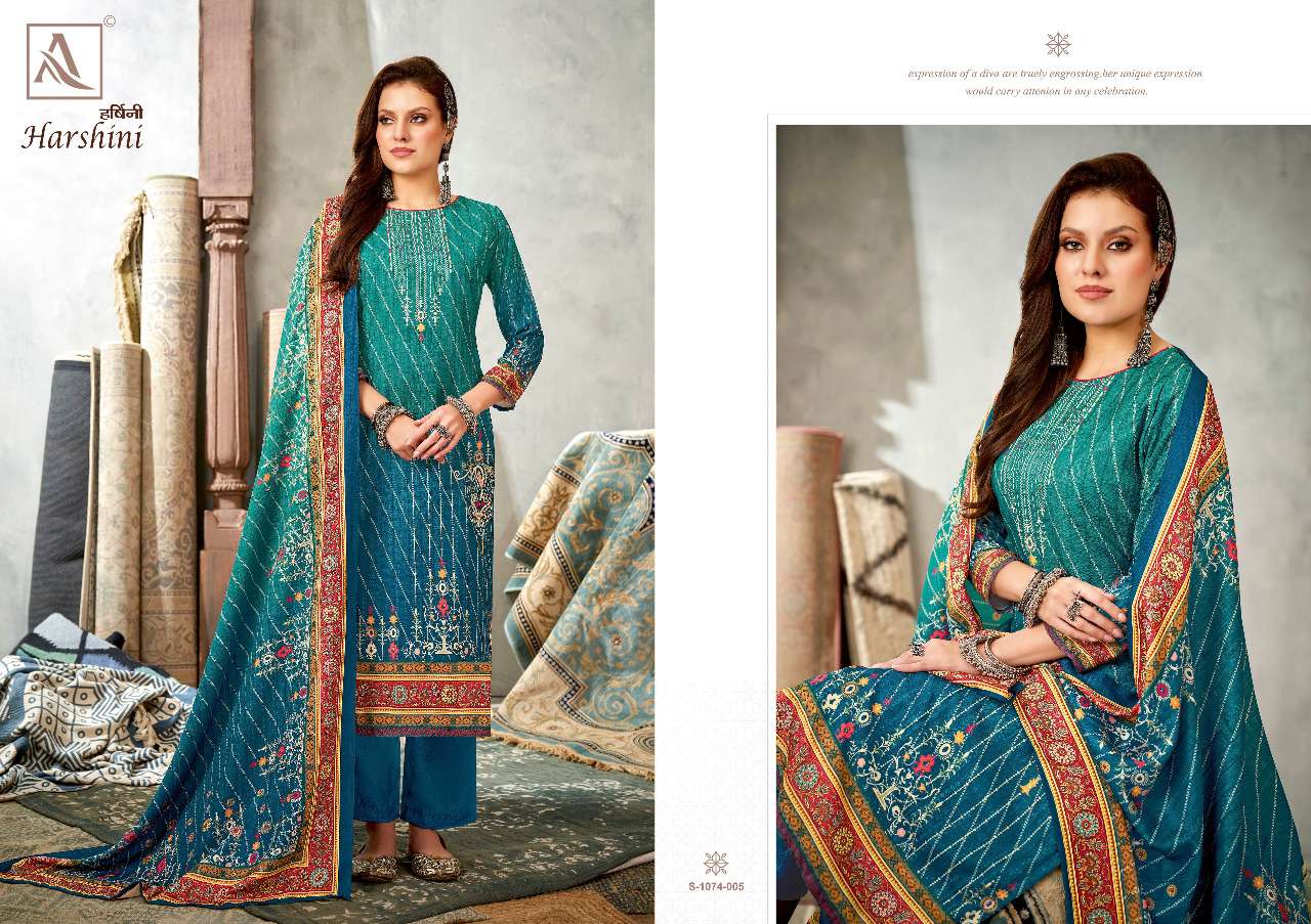 Alok Harshini Catalog Winter Wear Pashmina Dress Materials Wholesale