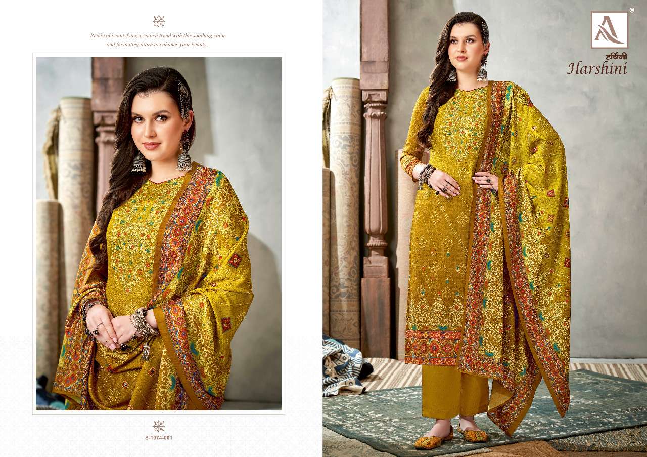 Alok Harshini Catalog Winter Wear Pashmina Dress Materials Wholesale