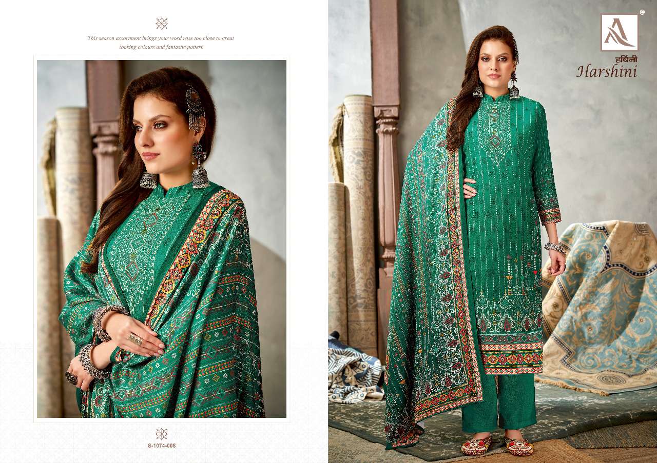 Alok Harshini Catalog Winter Wear Pashmina Dress Materials Wholesale