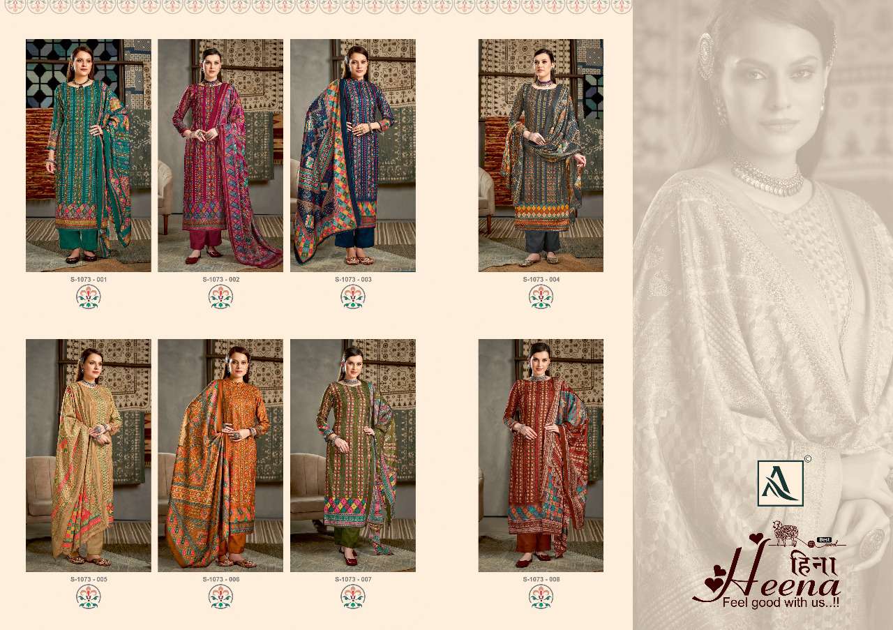 Alok Heena Catalog Pure Wool Pashmina Dress Materials Wholesale