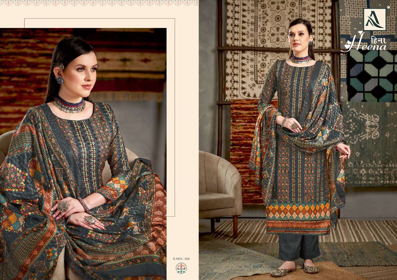 Alok Heena Catalog Pure Wool Pashmina Dress Materials Wholesale