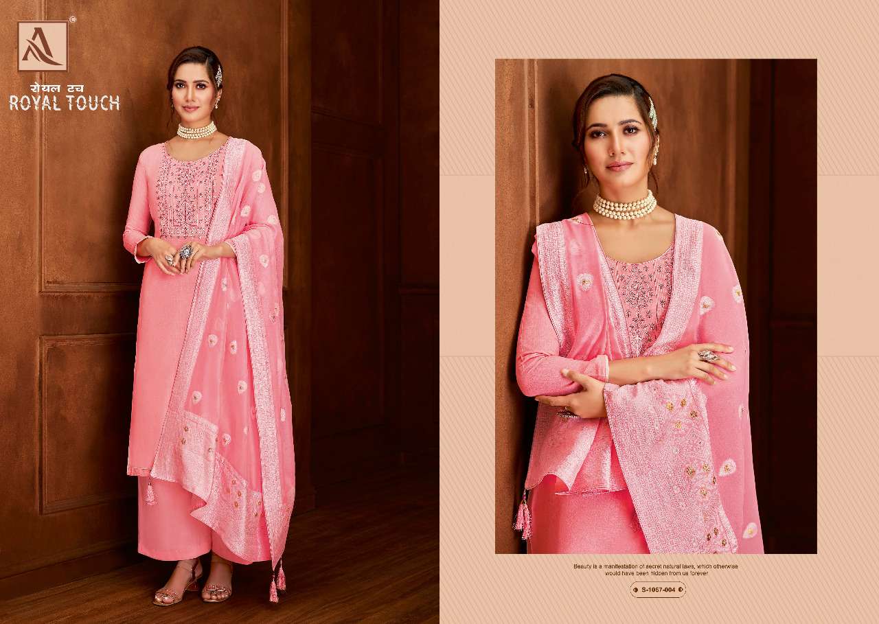 Alok Royal Touch Catalog Pure Viscose Rayon Designer Dress Materials Wholesale