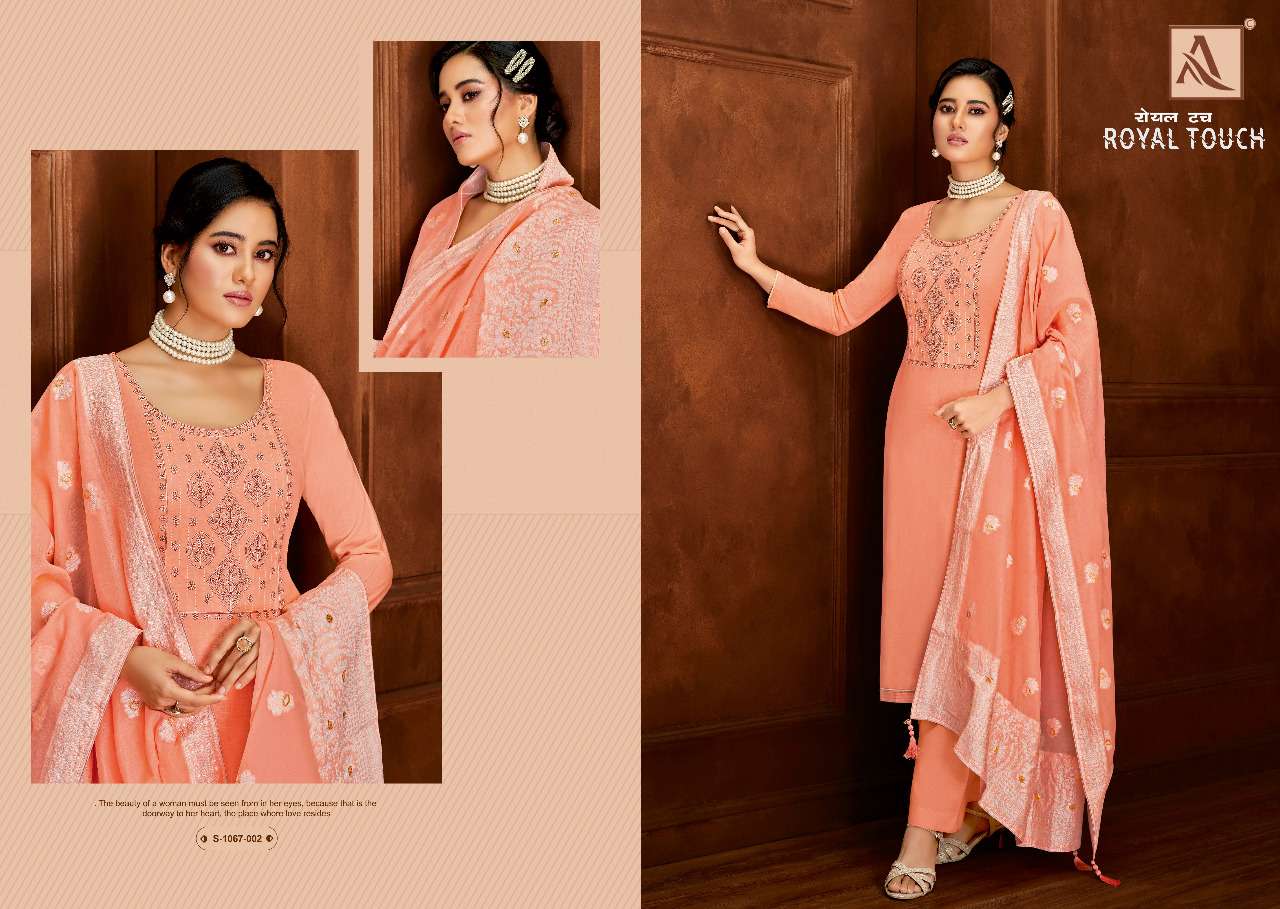 Alok Royal Touch Catalog Pure Viscose Rayon Designer Dress Materials Wholesale