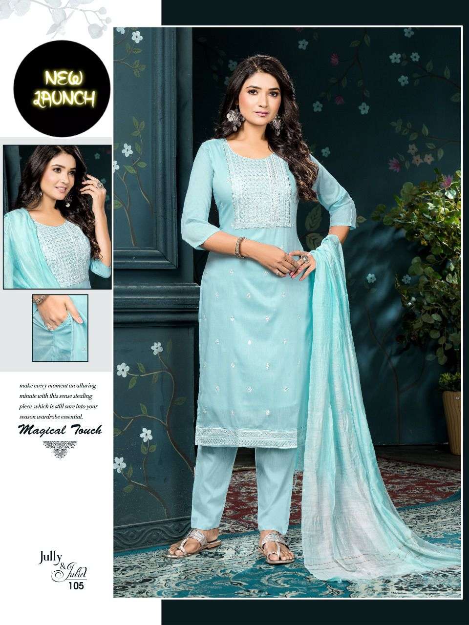 Beauty Jully & Juliet Catalog Silk Kurti With Bottom Dupatta Wholesale