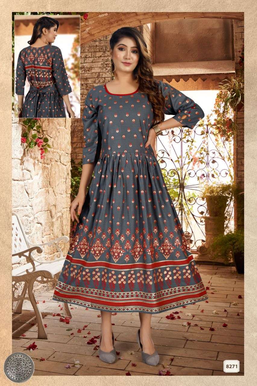 Beauty Maharani Catalog Festive Wear Fancy Rayon Anarkali Kurtis Wholesale