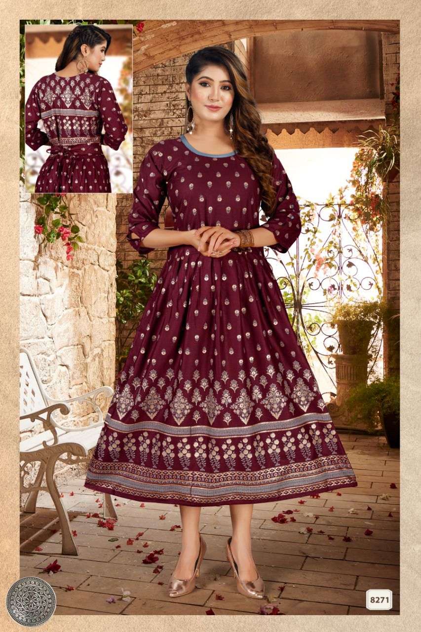 Beauty Maharani Catalog Festive Wear Fancy Rayon Anarkali Kurtis Wholesale