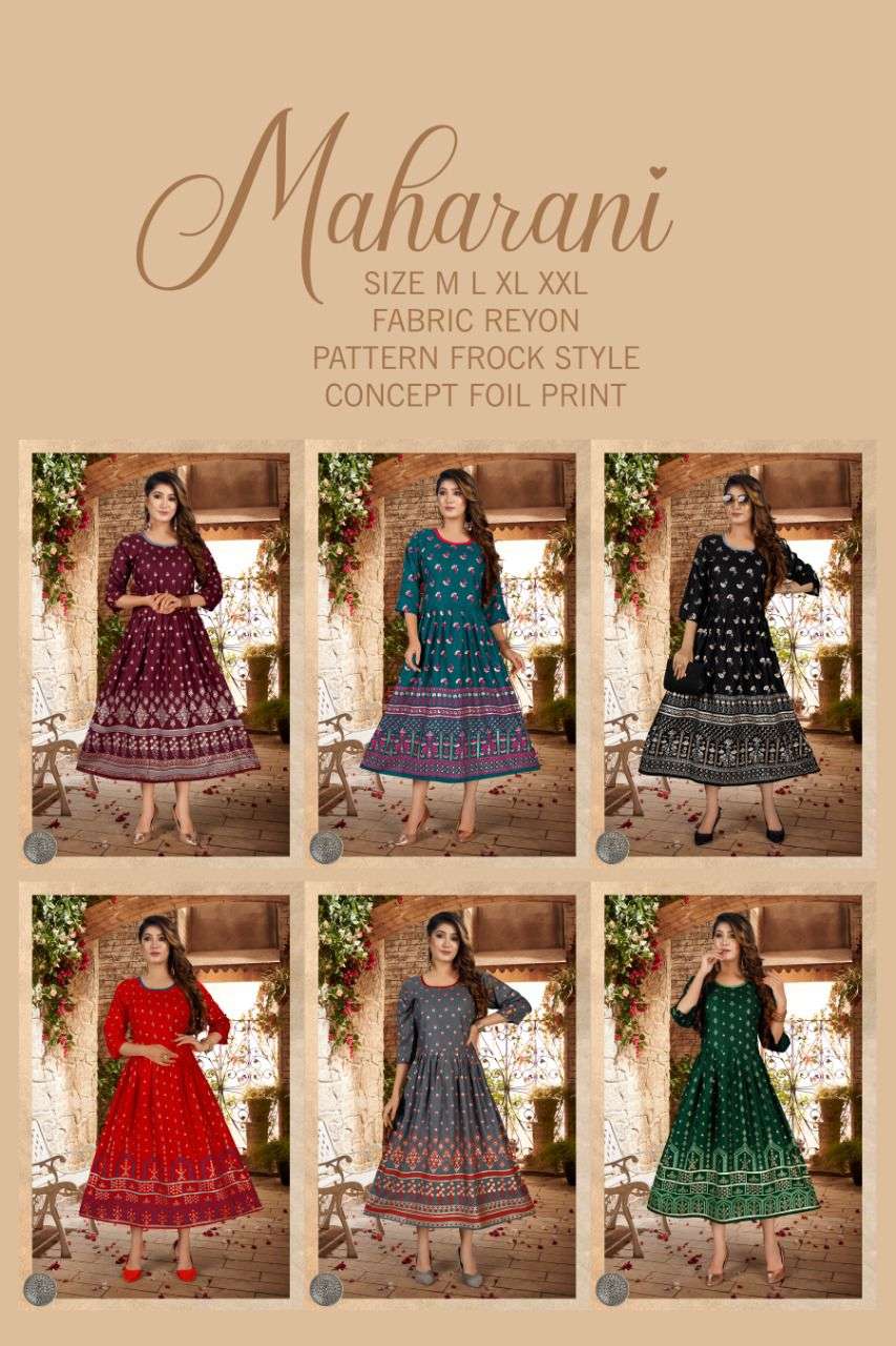 Beauty Maharani Catalog Festive Wear Fancy Rayon Anarkali Kurtis Wholesale