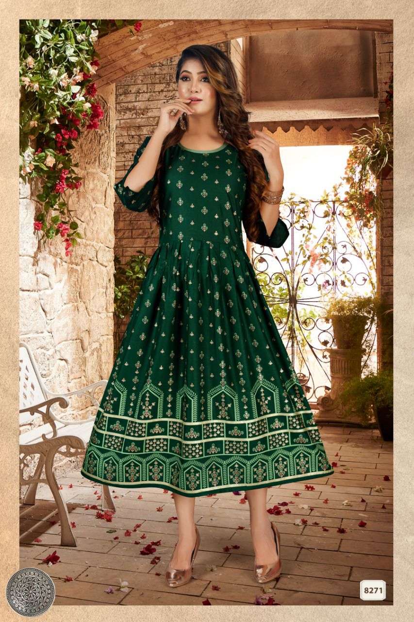 Beauty Maharani Catalog Festive Wear Fancy Rayon Anarkali Kurtis Wholesale