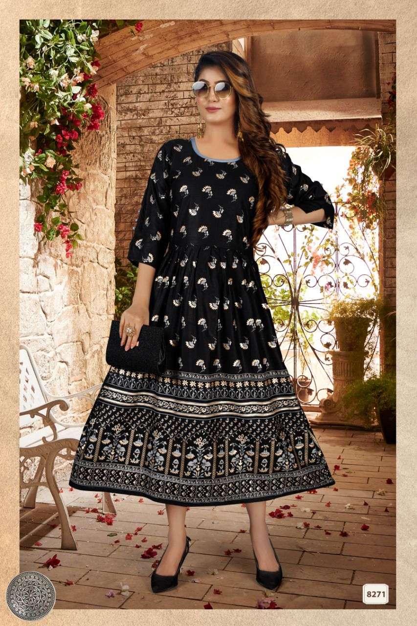 Beauty Maharani Catalog Festive Wear Fancy Rayon Anarkali Kurtis Wholesale