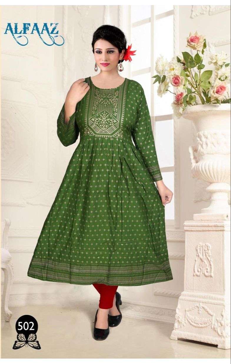 Beauty Queen Alfaaz Vol 5 Catalog Party Wear Designer Long Anarkali Kurtis Wholesale