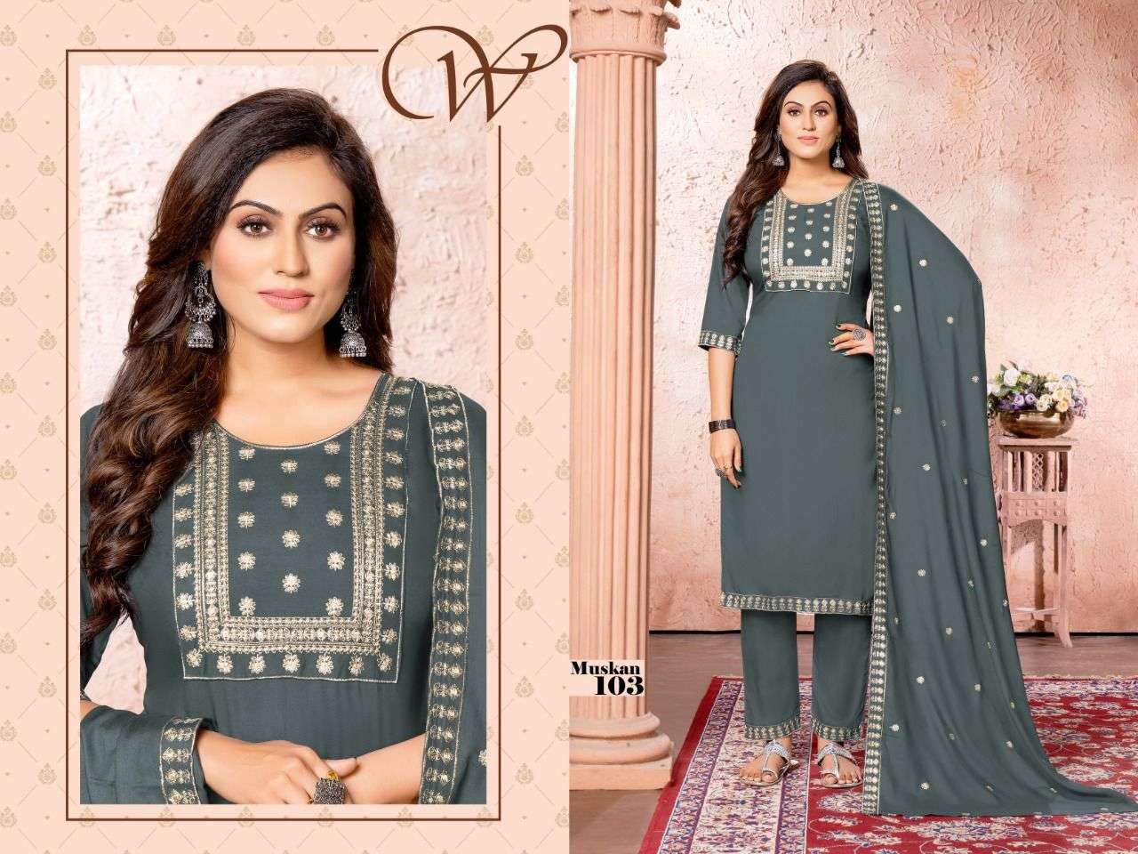 Beauty Queen Muskan Vol 3 Catalog Festive Wear Ready Made Top Bottom Dupatta Wholesale