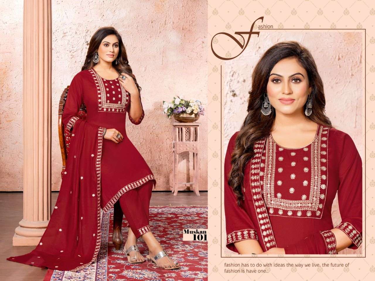Beauty Queen Muskan Vol 3 Catalog Festive Wear Ready Made Top Bottom Dupatta Wholesale