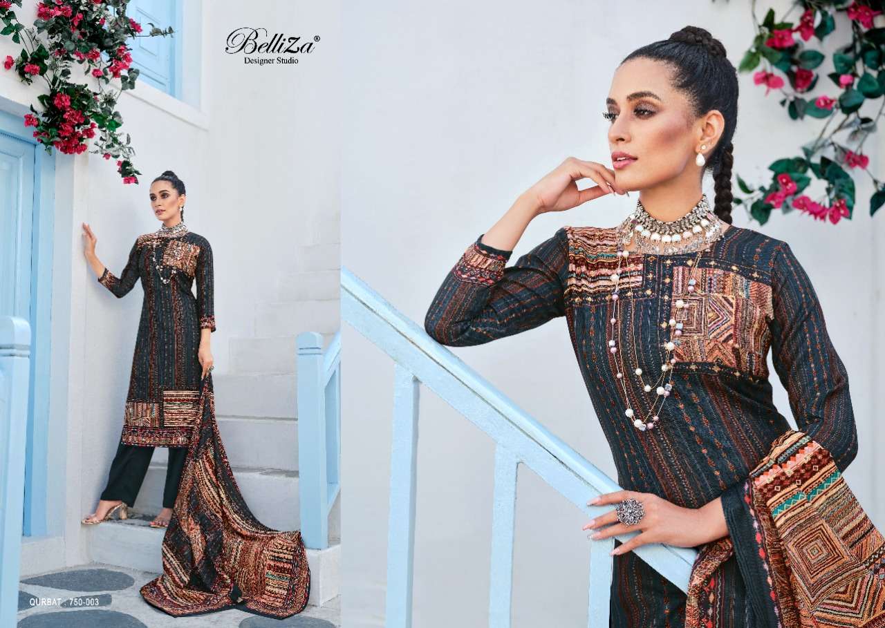Belliza Qurbat Catalog Premium Winter Wear Pashmina Dress Materials Wholesale