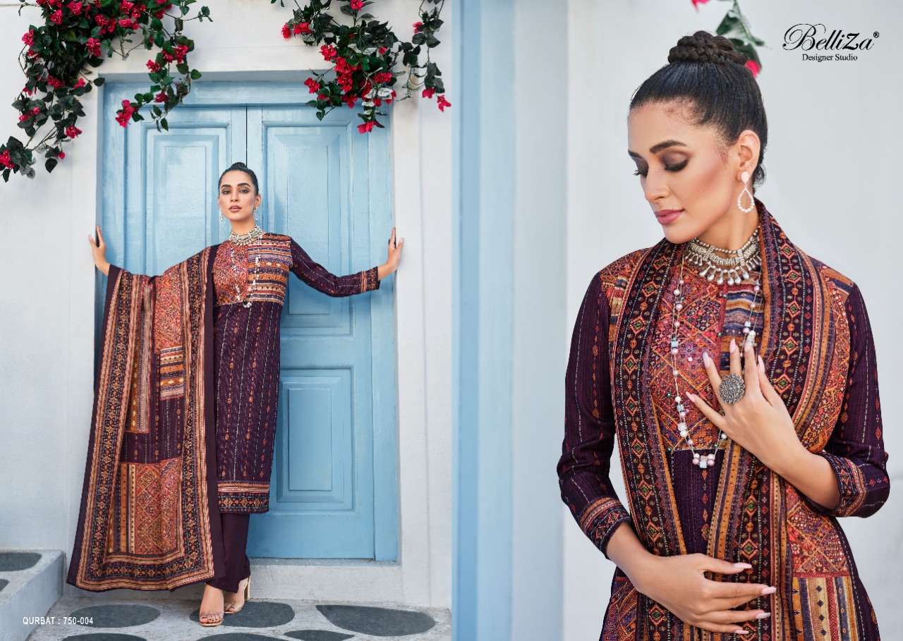 Belliza Qurbat Catalog Premium Winter Wear Pashmina Dress Materials Wholesale