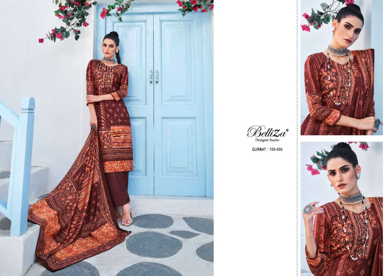 Belliza Qurbat Catalog Premium Winter Wear Pashmina Dress Materials Wholesale