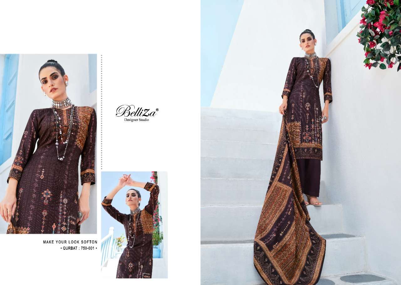 Belliza Qurbat Catalog Premium Winter Wear Pashmina Dress Materials Wholesale