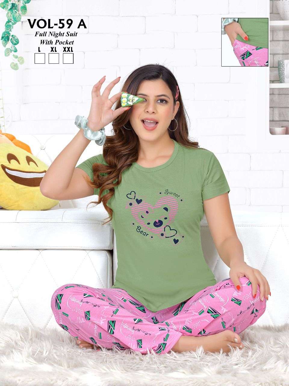 Fashion Talk 59 A Catalog Heavy Shinker Hosiery Cotton Night Suits With Pocket Wholesale