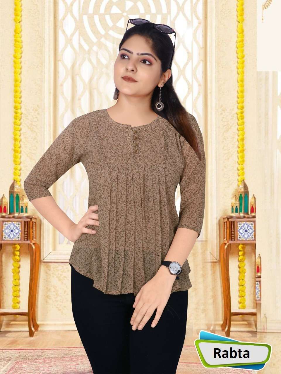 Ff Rabta Catalog Georgette Western Ladies Top Wholesale