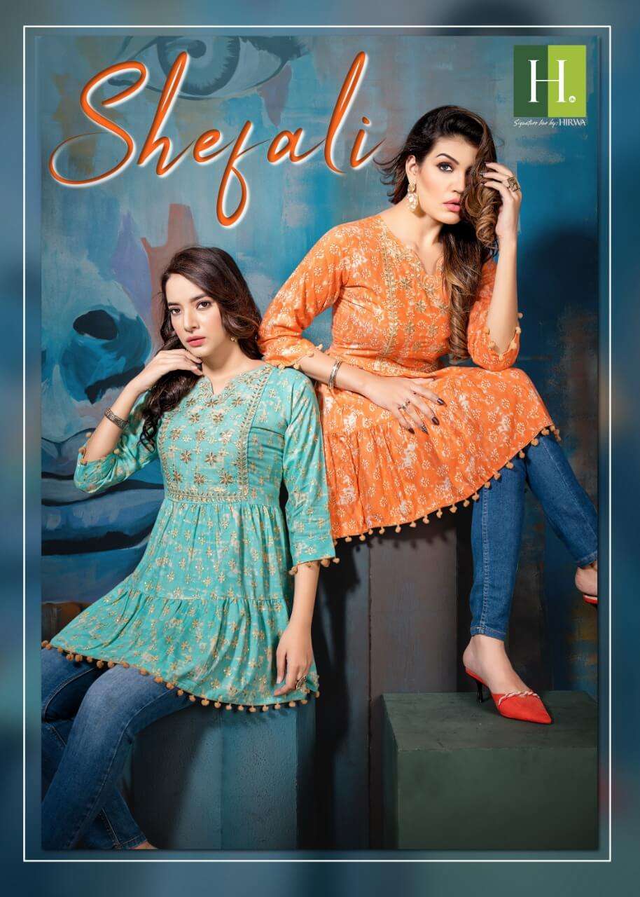 Hirwa Shefali Catalog Western Wear Rayon Top Wholesale