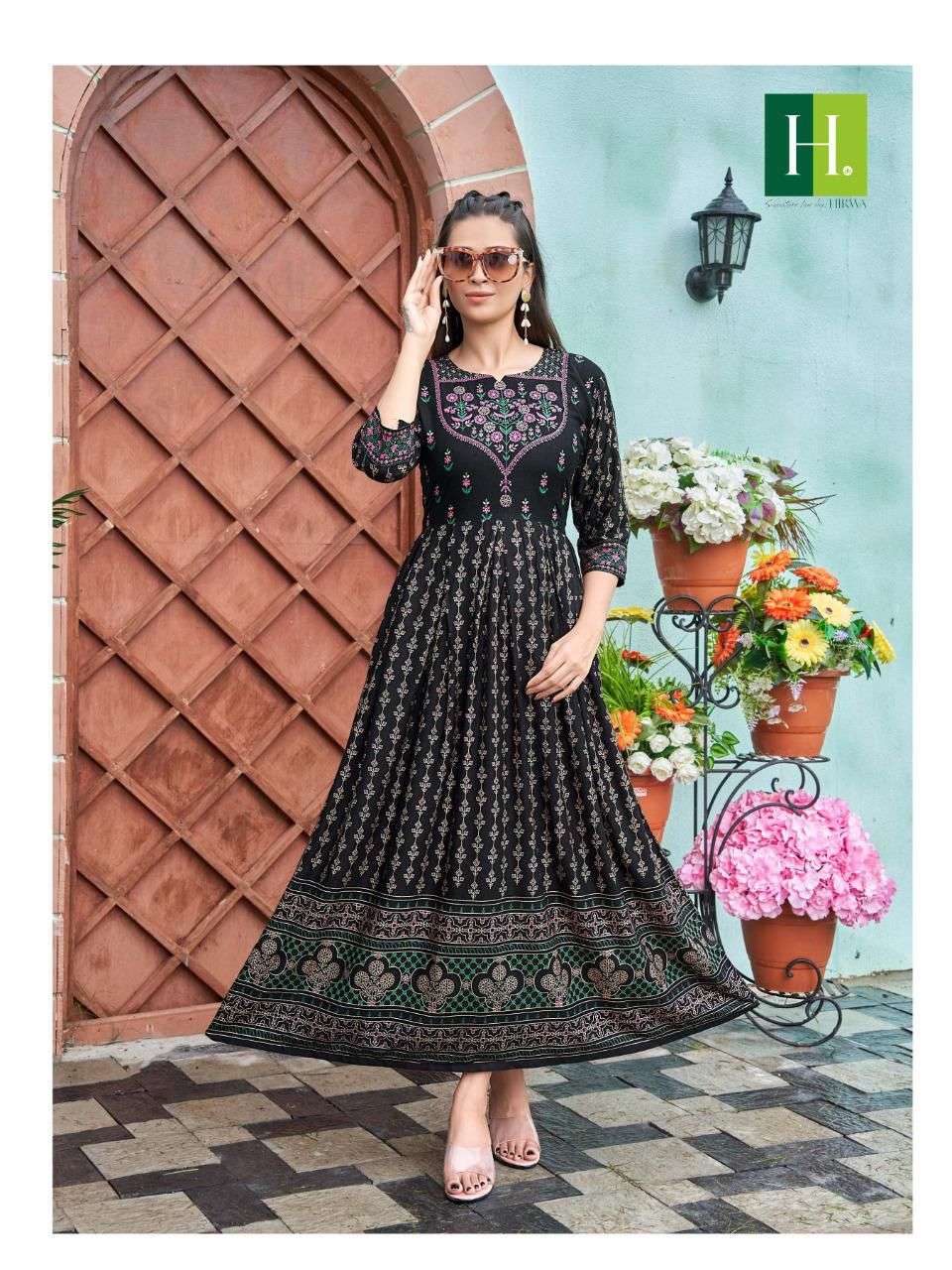 Hirwa Sunaina Vol 1 Catalog Rayon Slub Anarkali Kurtis Wholesale