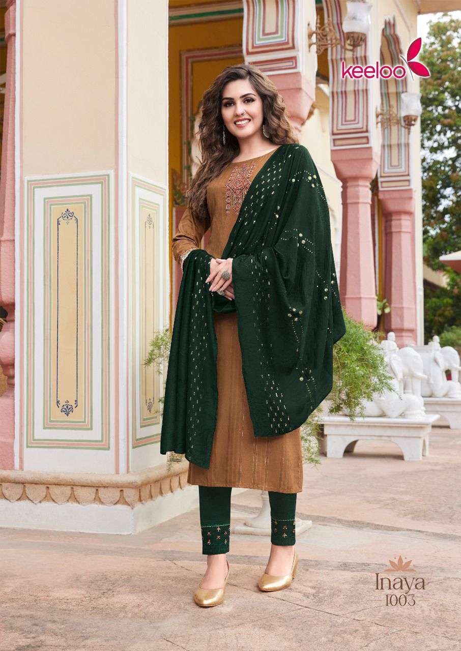 Keeloo Inaya Vol 1 Catalog Festive Wear Kurti Pant With Dupatta Wholesale
