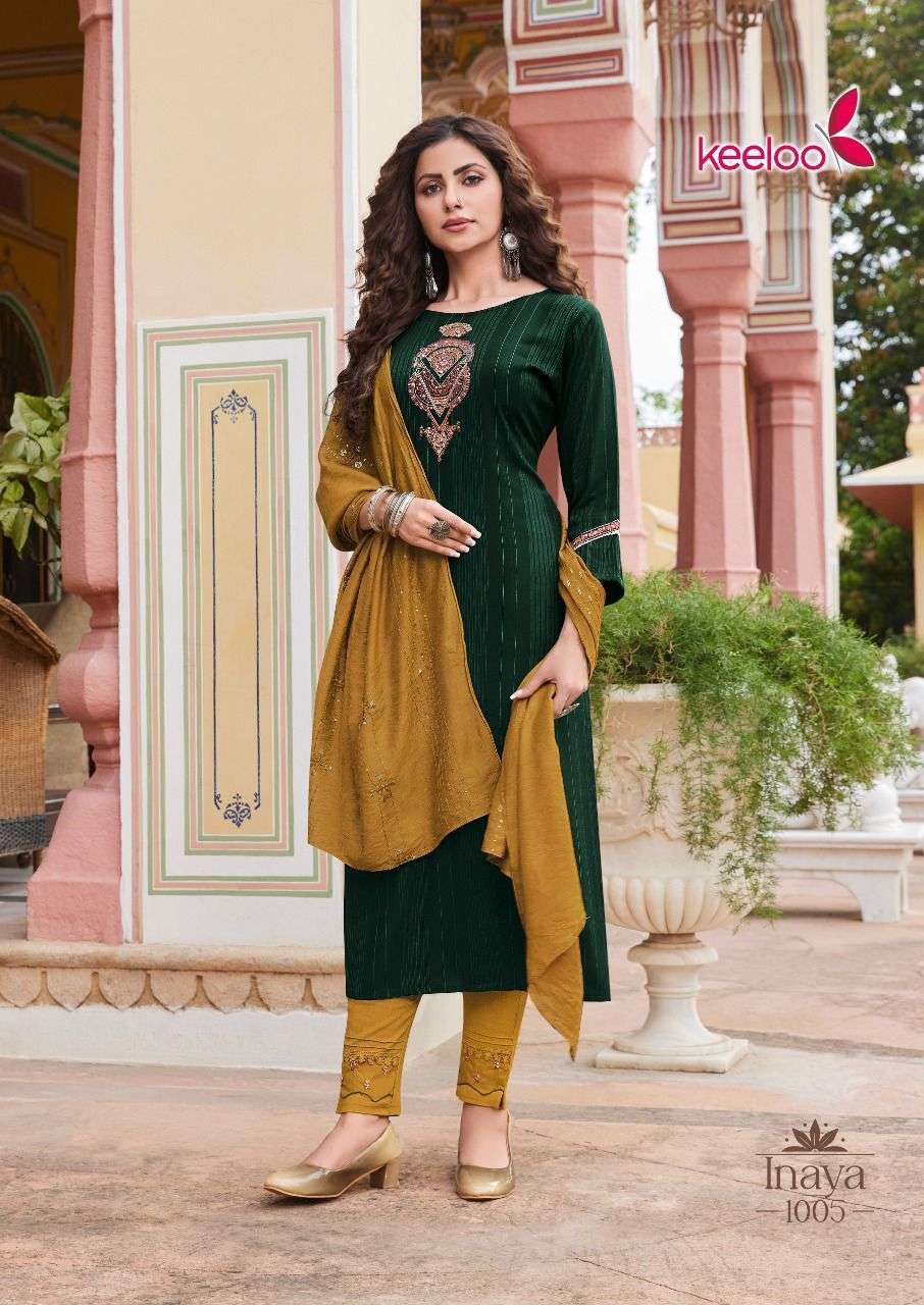 Keeloo Inaya Vol 1 Catalog Festive Wear Kurti Pant With Dupatta Wholesale