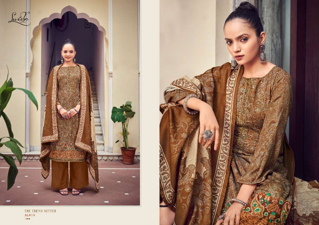 Levisha Aaliyah Catalog Pure Pashmina Digital Print Dress Materials Wholesale