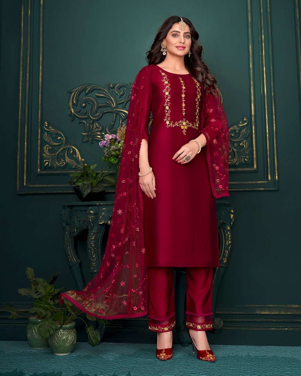 Lily And Lali Maria Vol 9 Catalog Heavy Handwork Ready Made Top Bottom Dupatta Wholesale