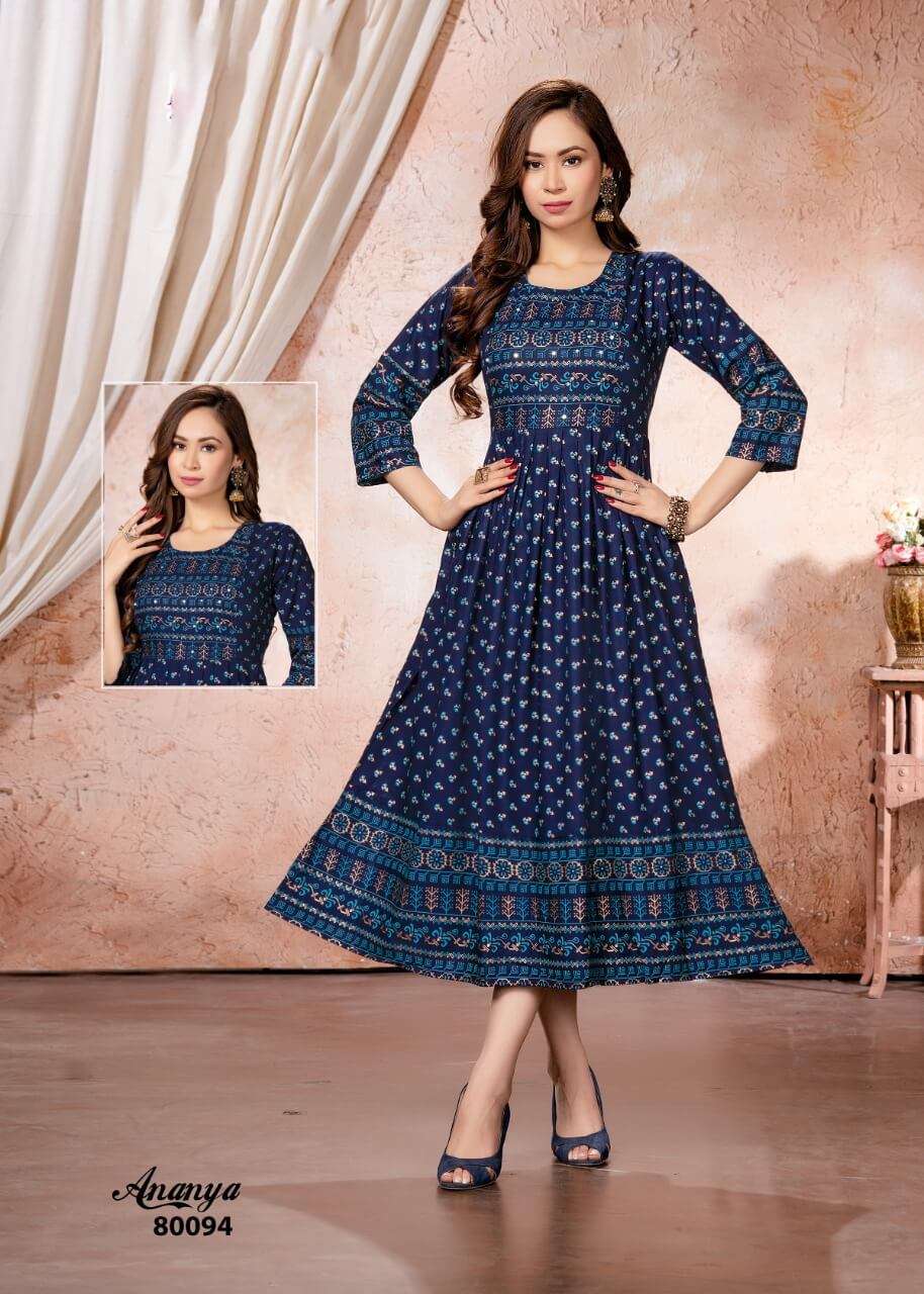 Mayra Ananya Catalog Fancy Wear Anarkali Kurtis Wholesale