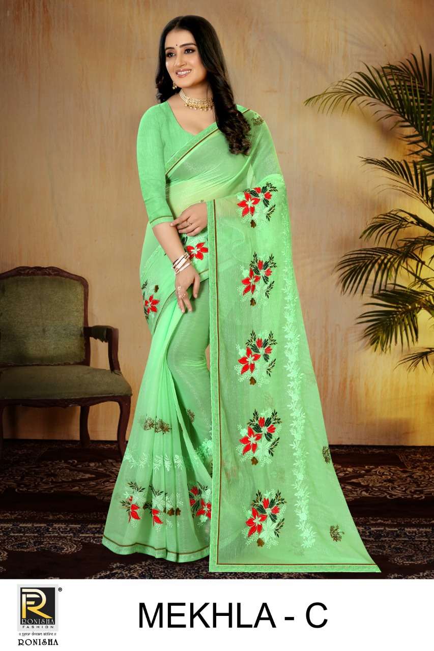 Ronisha Mekhla Catalog Fancy Thread Worked Beautiful Sarees Wholesale