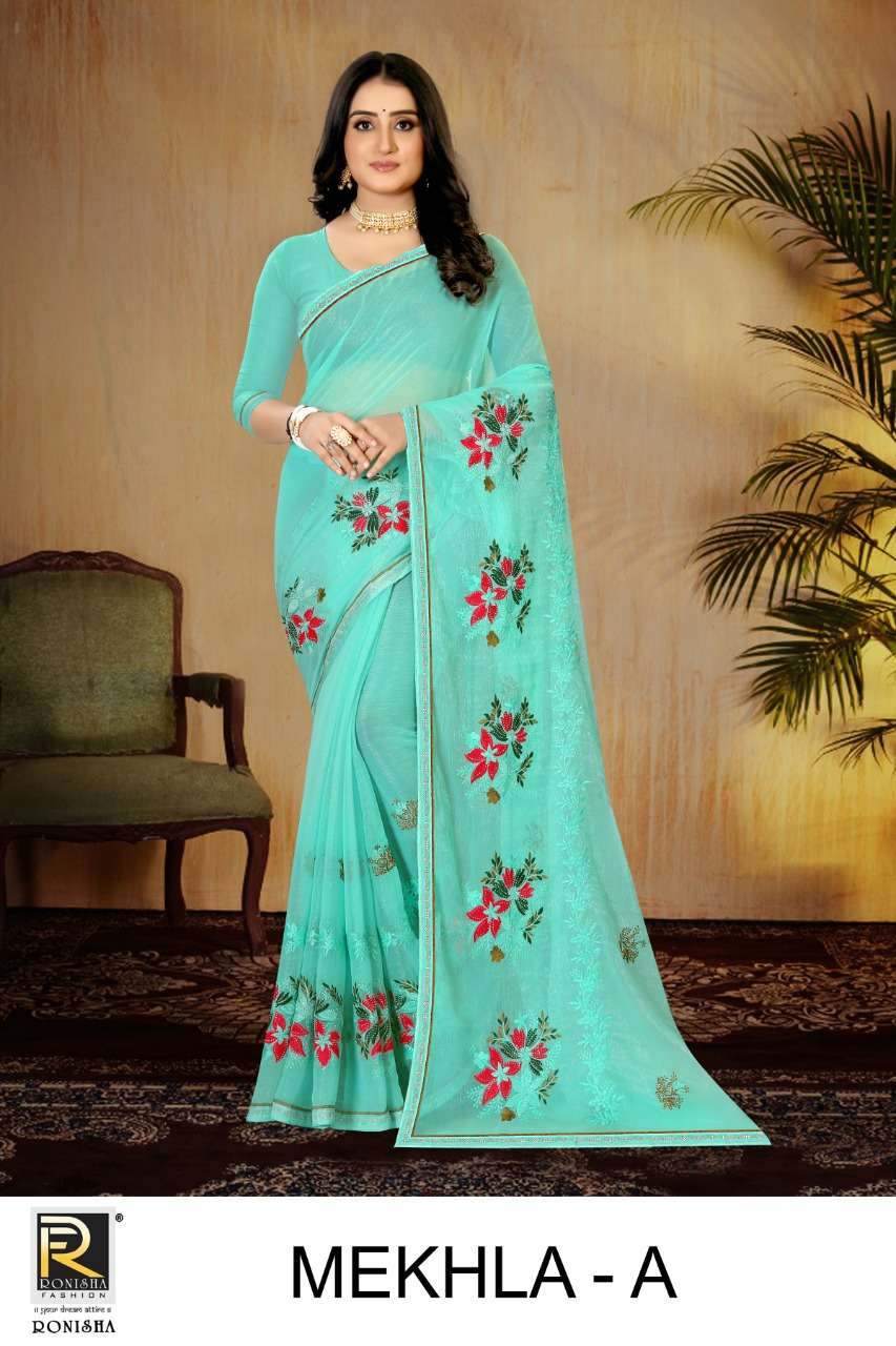 Ronisha Mekhla Catalog Fancy Thread Worked Beautiful Sarees Wholesale
