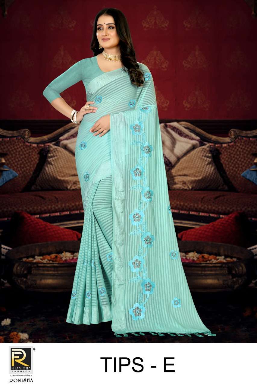 Ronisha Tips Catalog Fancy Thread Worked Sarees Wholesale