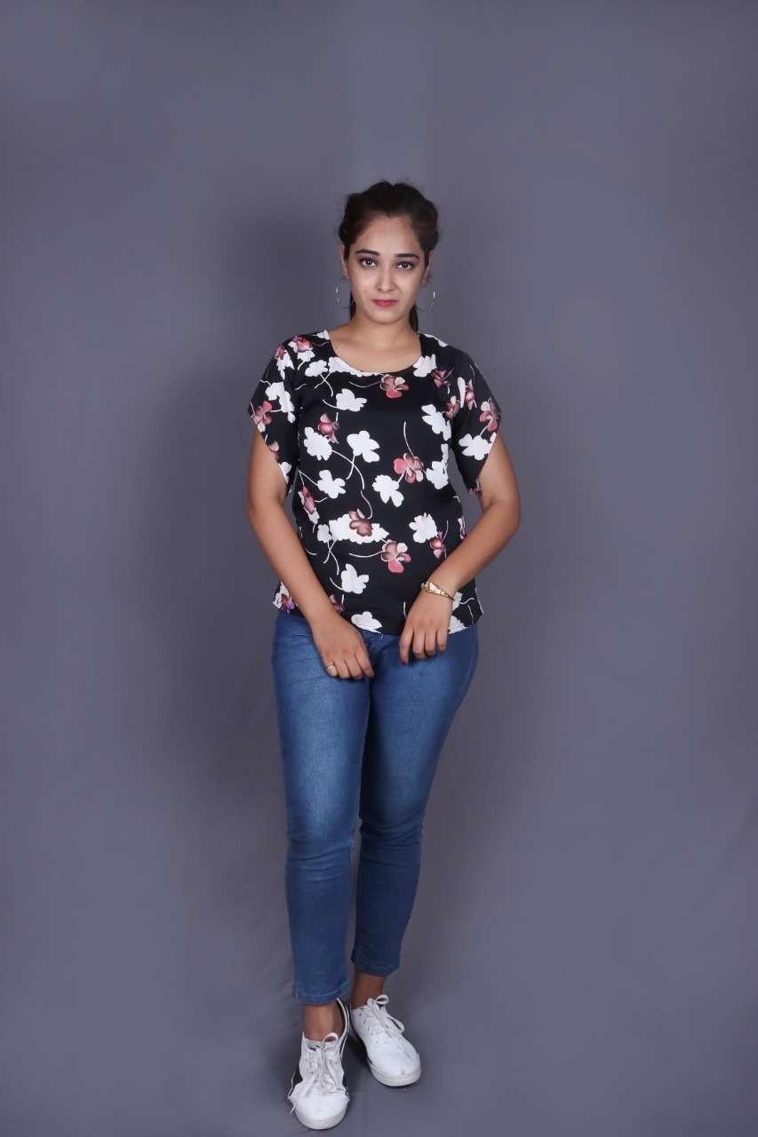 Sabella Trendy Tunics Vol 2 Catalog Crape Designer Wear Ladies Tops Wholesale