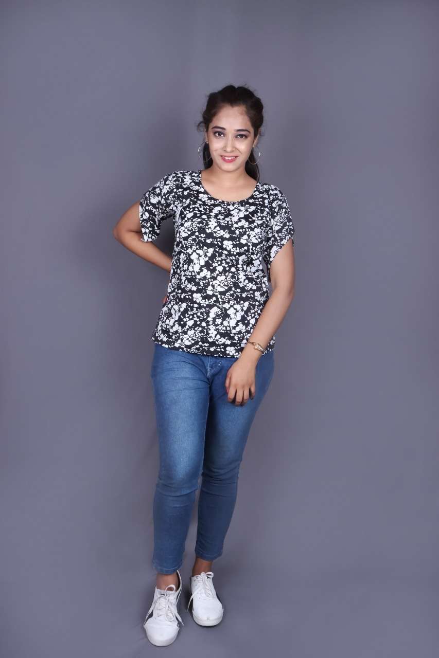 Sabella Trendy Tunics Vol 2 Catalog Crape Designer Wear Ladies Tops Wholesale