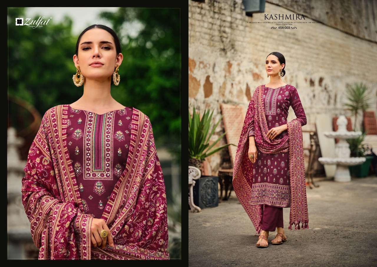 Zulfat Kashmira Catalog Pure Wool Pashmina Dress Materials Wholesale
