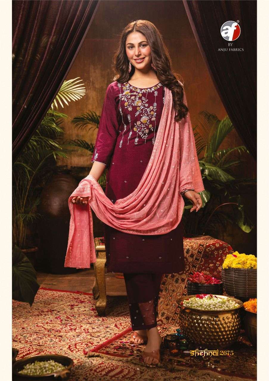 ANJU FABS UPCOMING FESTIVE KURTI PANT WITH HEAVY DUPATTA  ON VISCOSE DOLA SILK 