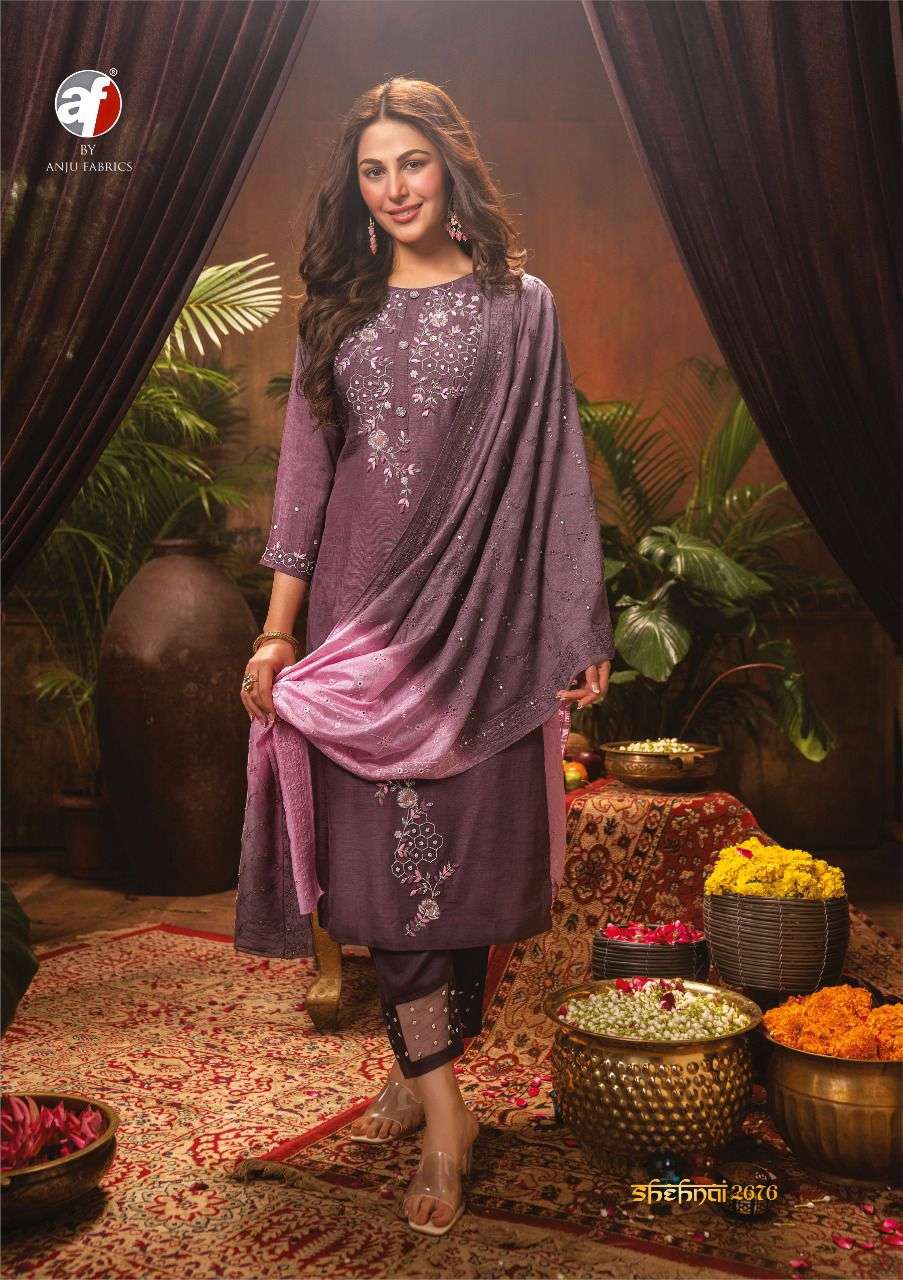 ANJU FABS UPCOMING FESTIVE KURTI PANT WITH HEAVY DUPATTA  ON VISCOSE DOLA SILK 