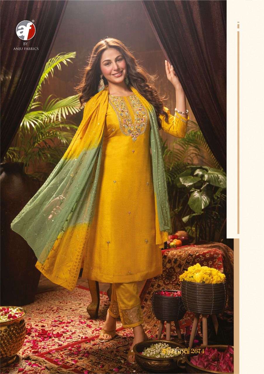 ANJU FABS UPCOMING FESTIVE KURTI PANT WITH HEAVY DUPATTA  ON VISCOSE DOLA SILK 