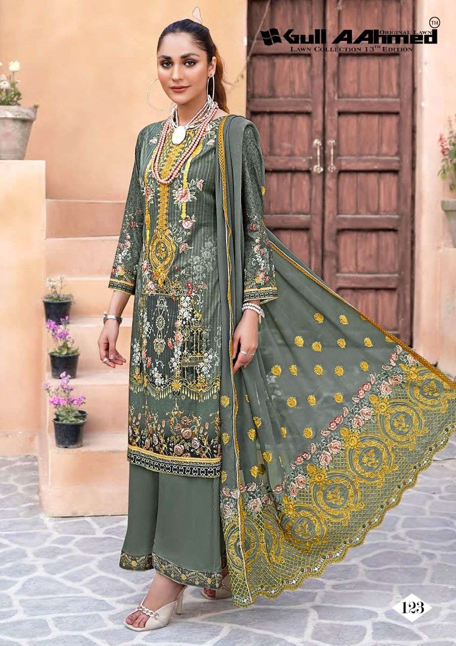 GUL AHMED VOL 13 LAWN DRESS MATERIAL ON KARACHI STYLE 