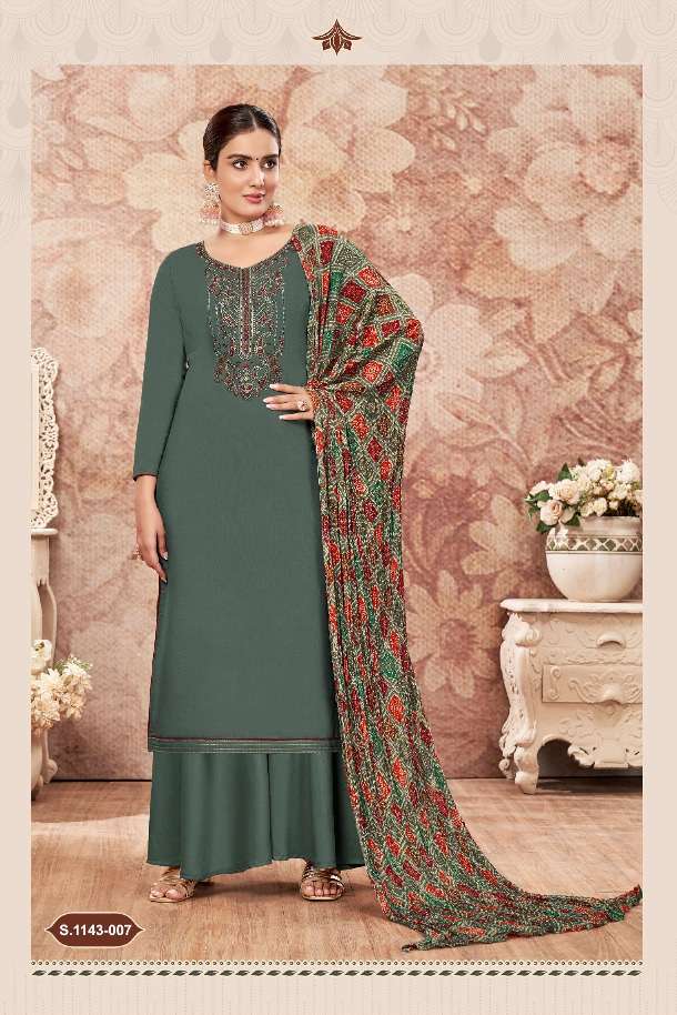 Alok Suit PRESENT NIGAAR Pure Ryon Slub with Embroidery & Swarovski Diamond Work