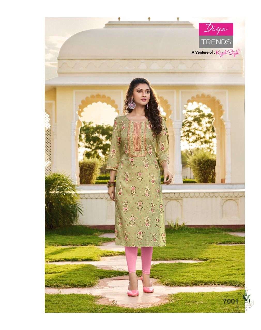 DIYA TRENDS LAUNCHED CLASSY REYON FOIL Prints  Fancy Embroidery KURTI