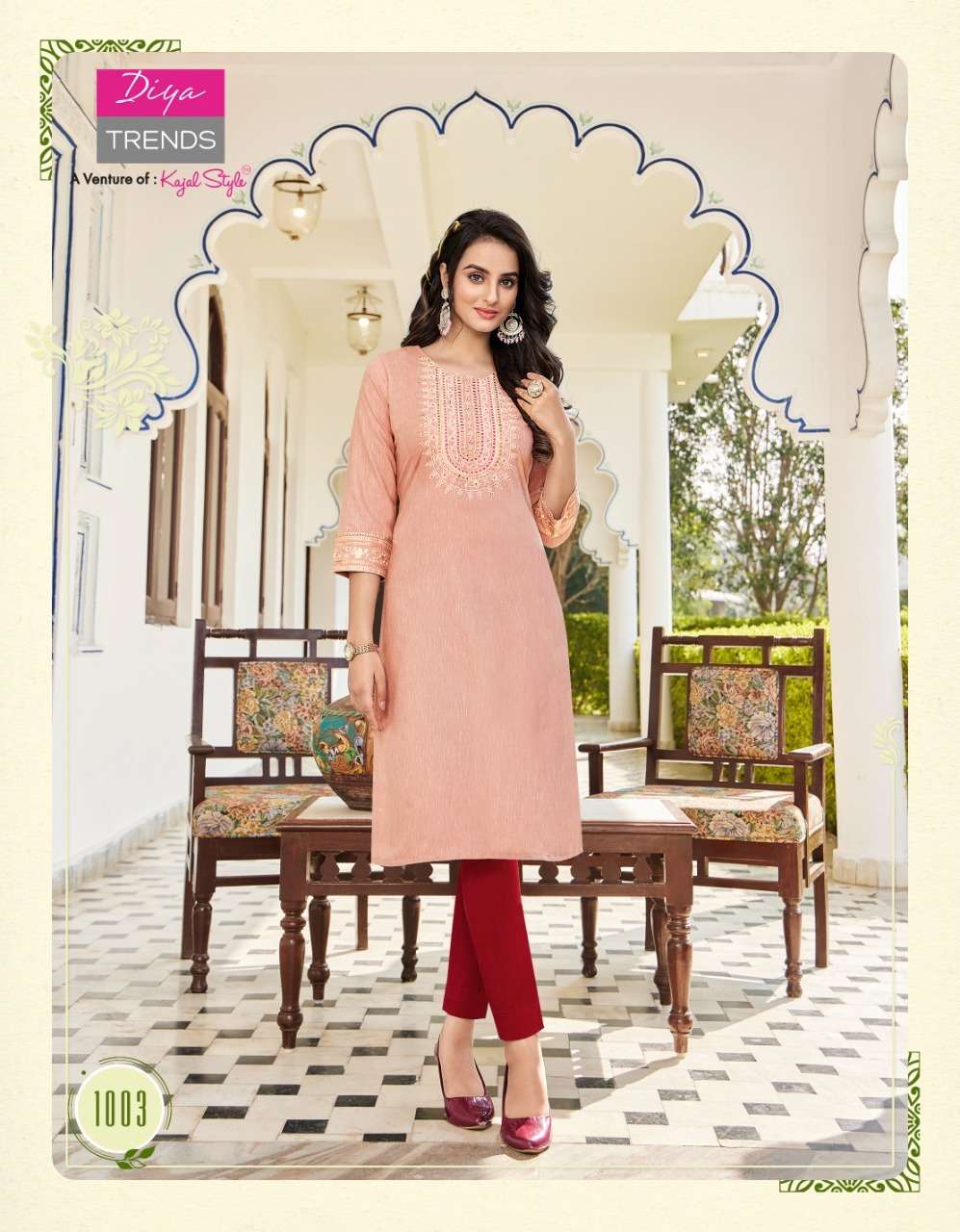 DIYA TRENDS LAUNCHED FASHION BIRD VOL-1 KAJAL STYLE RAYON LINEN EMBROIDERY KURTI ON WHOLESALE