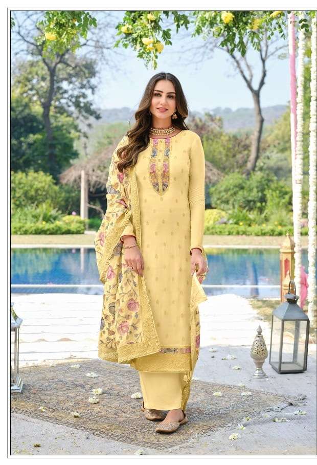 Eba Lifestyle Present Nimrat Designer Dress In Pure Viscose Organza With Heavy Embroidery Work On Wholesale