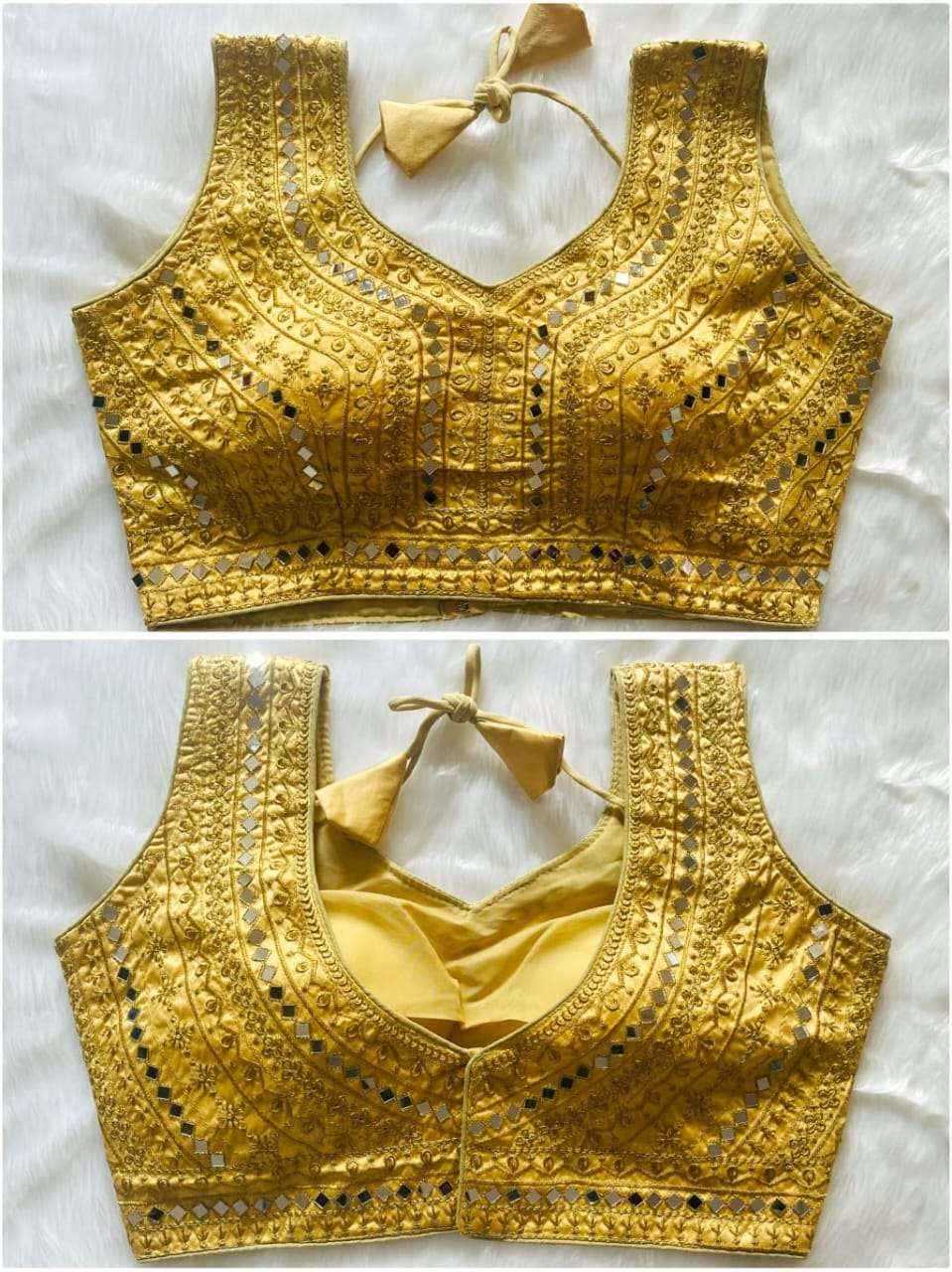 FAB02MIROR Present Real Mirror Blouse  Heavy Thread, Zari And Sequence Work And Real Mirror Hand Work On Wholesale