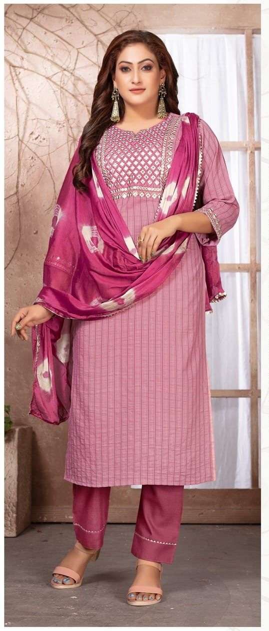 Green Toamto Presenting 3 Piece Set Fancy  Work Kurti  